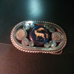 Vintage Hand Made Stainless Steel Got The Deer, Bullet Caps A Very Good Looking Belt Buckle.