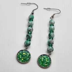 Faux Green Druzy Earrings