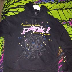 Pink Spider Hoodie All Black
