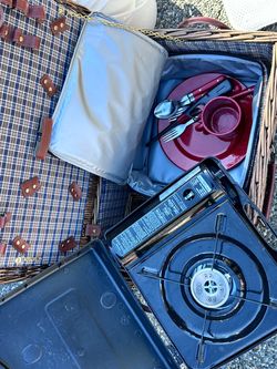 Wicker Picnic Basket Set with Cooler