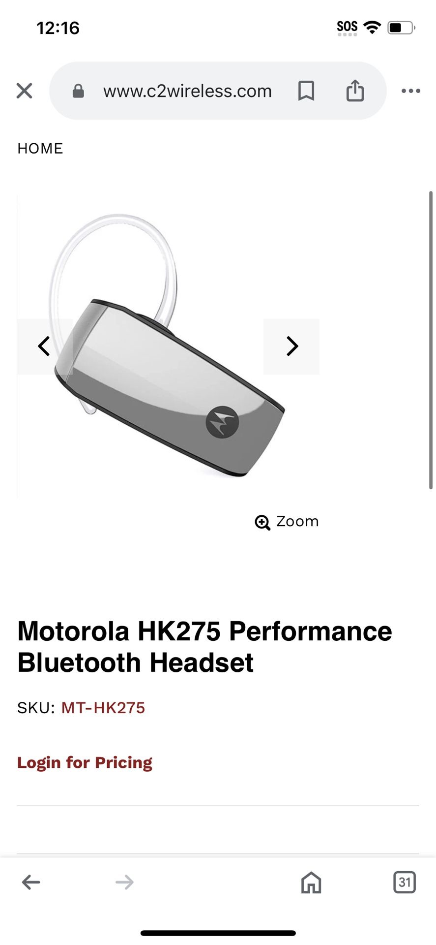 Motorola Bluetooth Headset HK255