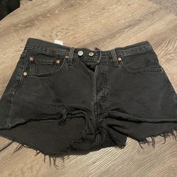 Levi’s Ripped Black Jean Shorts Size W30
