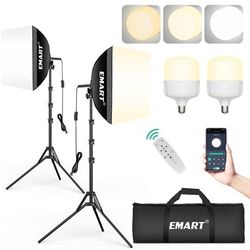 EMART Softbox Photography Lighting Kit, 16"x16" Pull Soft Box, 50W 3000K-6000K