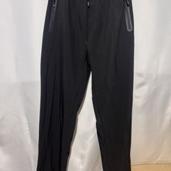 Outdoor sports men’s large windbreaker pants with zippered pockets black