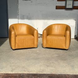 Warm Brown Leather Swivel Chair (Retail $1795)