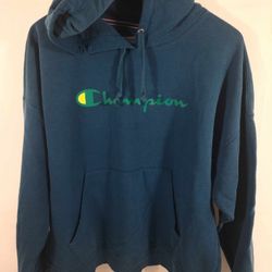 Champion Hoodie Mens Blue (Size 2XL) Authentic Long Sleeve