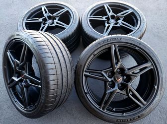 19” 20” Chevy Corvette C8 New Matt Black OEM Wheels and Tires