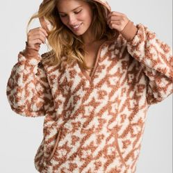 Pink Cozy Fleece Pull Over Hoodie Size M 