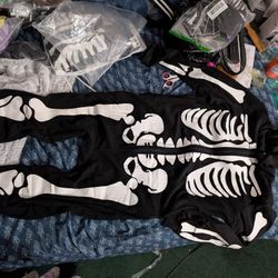 Skeleton Onesie With Hoodie Adult Size Large 