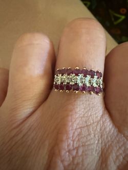 10k solid gold ruby and diamond ring