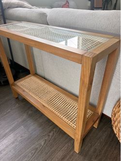 Coastal Cane Console Table/Bar Cart