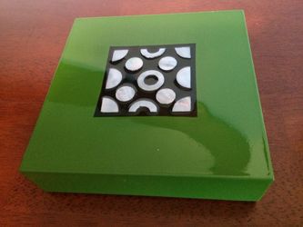 Green/Mother-Pearl/Black Coasters with Case
