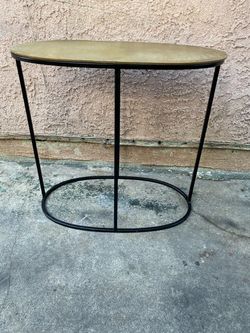 Oval Side Table with Metal Frame