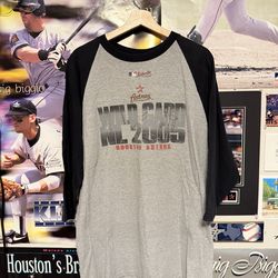 Vintage 2005 Houston Astros Lee Sports Playoffs 3/4 Sleeve Ringer Shirt Size XL