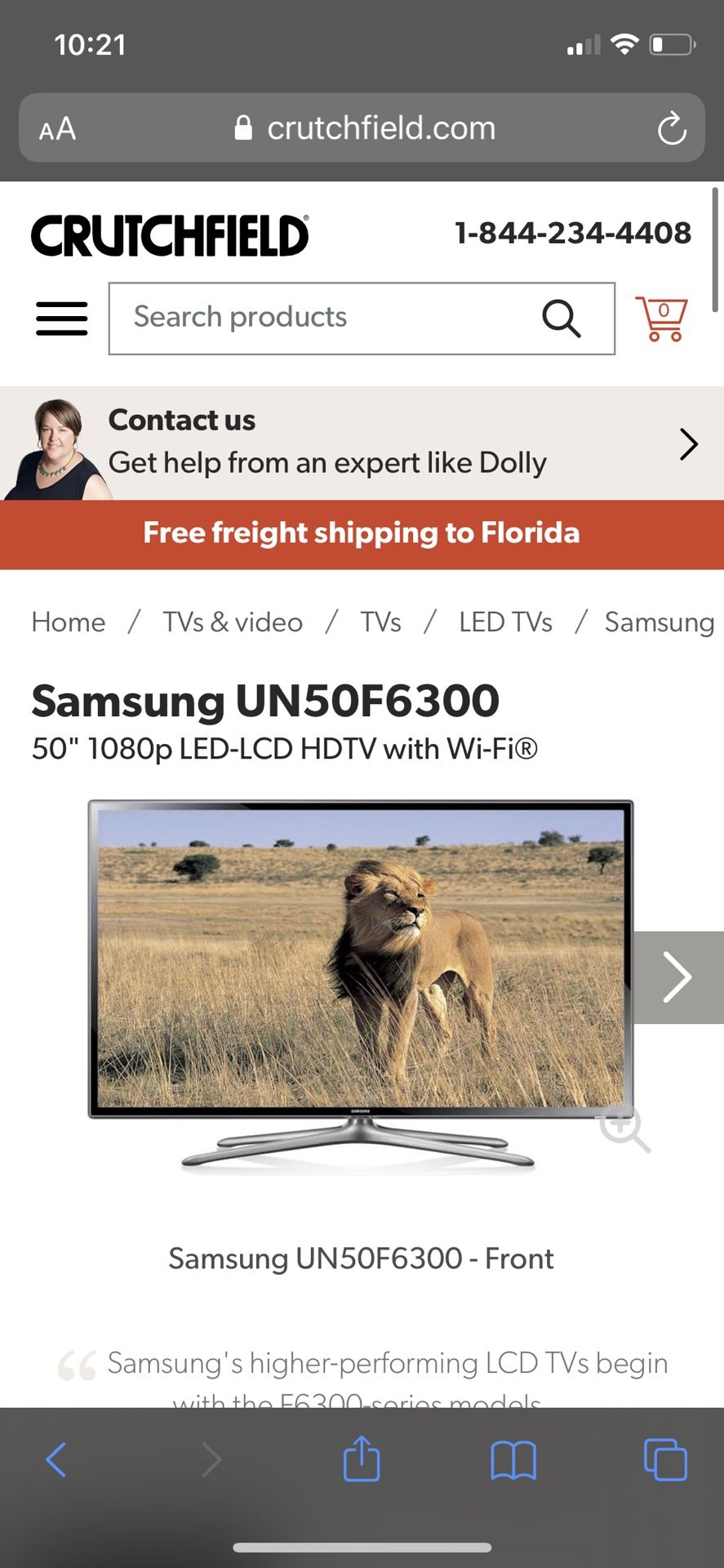 SMART Samsung 50 Inch HDTV UN50F6300