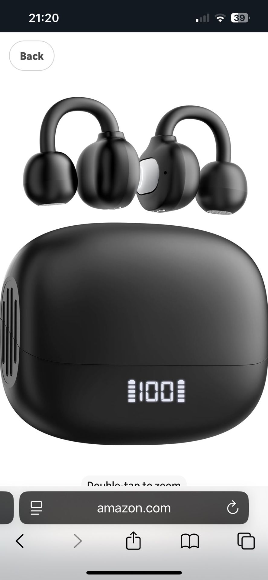 PSIER Open Ear Earbuds, Bluetooth Earbuds IPX5 Waterproof Comfortable Lightweight Bluetooth 5.4 Ear Buds with Digital Display 30H Playtime Bone Conduc