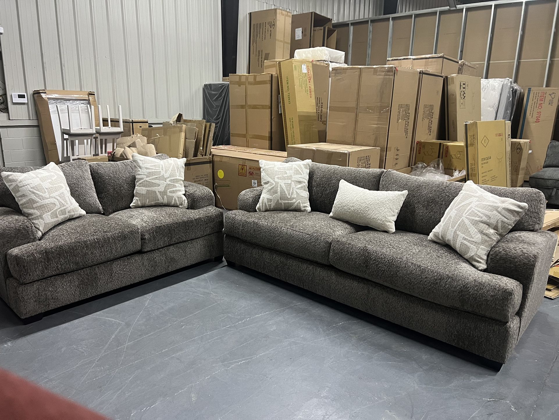 Extra Deep Plush Sofa & Loveseat Set 