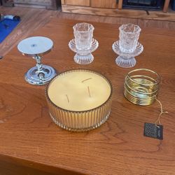 Partylite Candle And Candle Holders