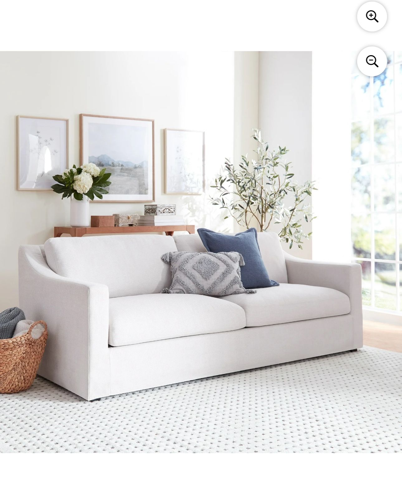 My Texas House Briar 87 Sofa, Cream Linen Fabric