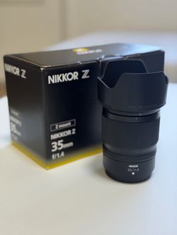 Nikon NIKKOR Z 35mm f/1.4 Camera Lens With Lens Cap, Hood and Original Box