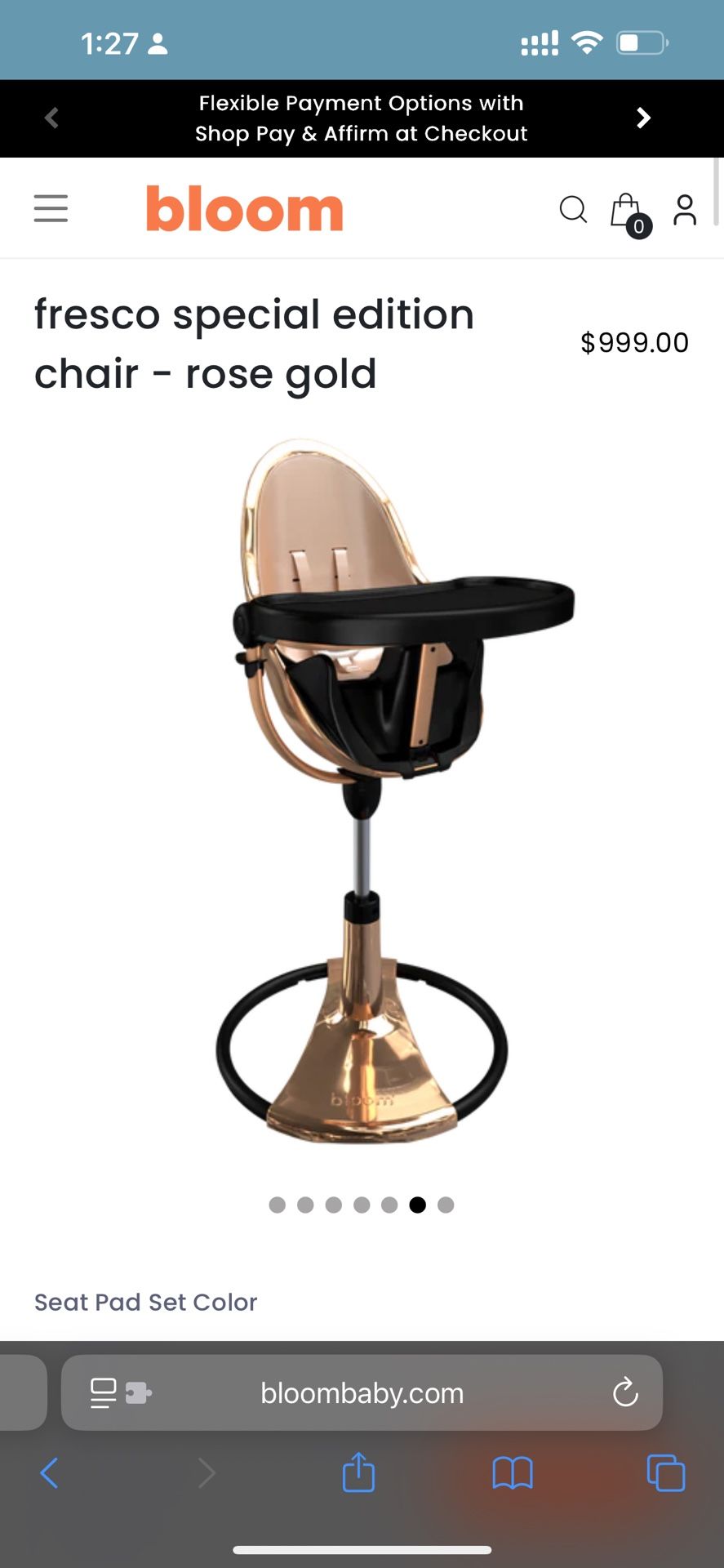 Bloom Rose gold Fresco Kids Convertible High Chair