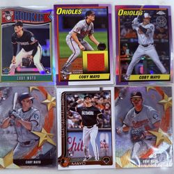 2025 Topps Series 1 Coby Mayo RC Card Lot (6) Relic Inserts Refractors Orioles