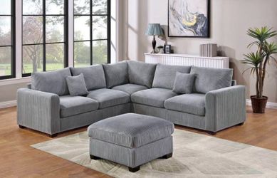 4pc Gray sectional sofa includes ottoman 99x99 $475