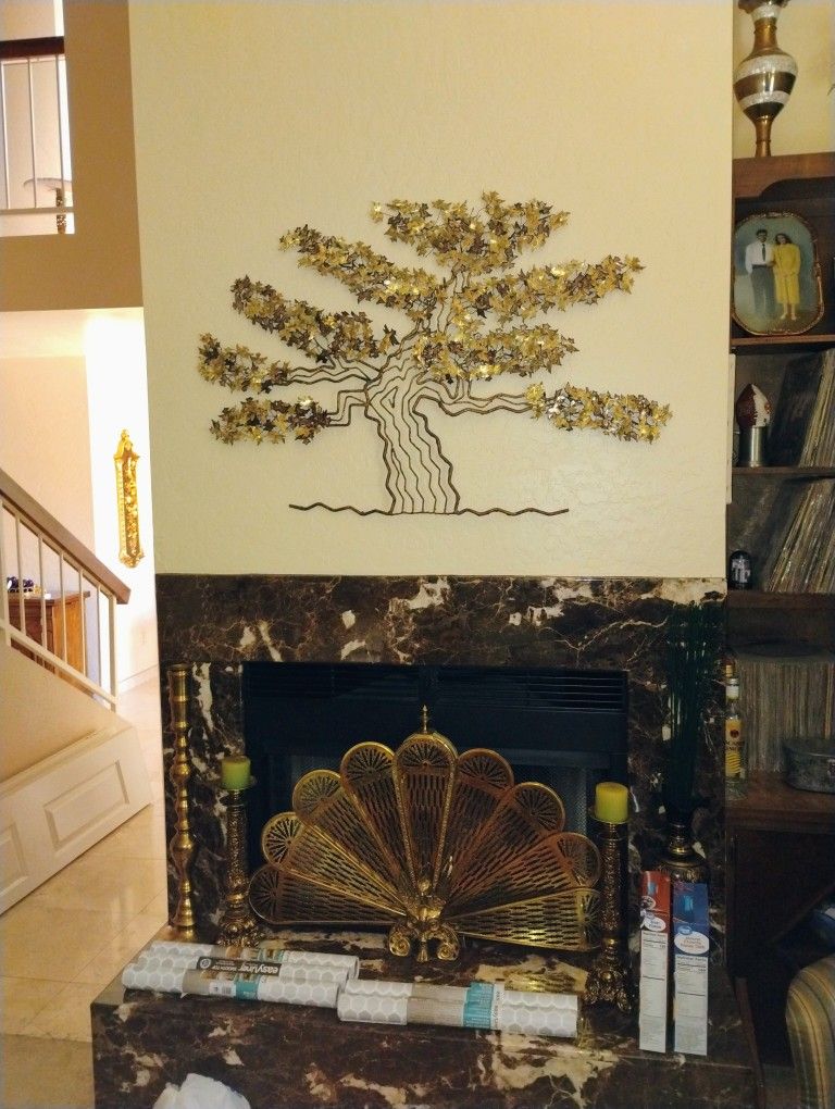 Mid Century Modern Substantial Brass Tree Metal Art Sculpture