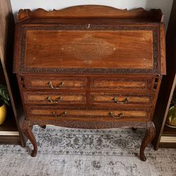 OBO!! Gorgeous Floral Carved Vintage Secretaries Desk