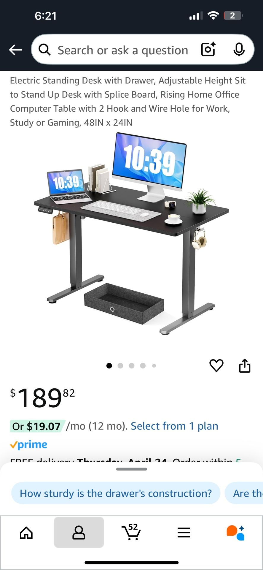 Electric Adjustable Sit to Stand Up Desk - Like New