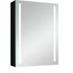 Xspacer Moray 20 in. W x 30 in. H Rectangular Aluminum Surface Mount Medicine Cabinet with Mirror and LED Light in Black