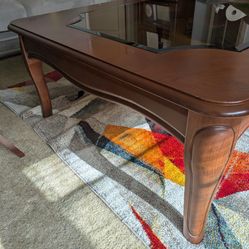 Sturdy Wooden Used Coffee Table w/glass