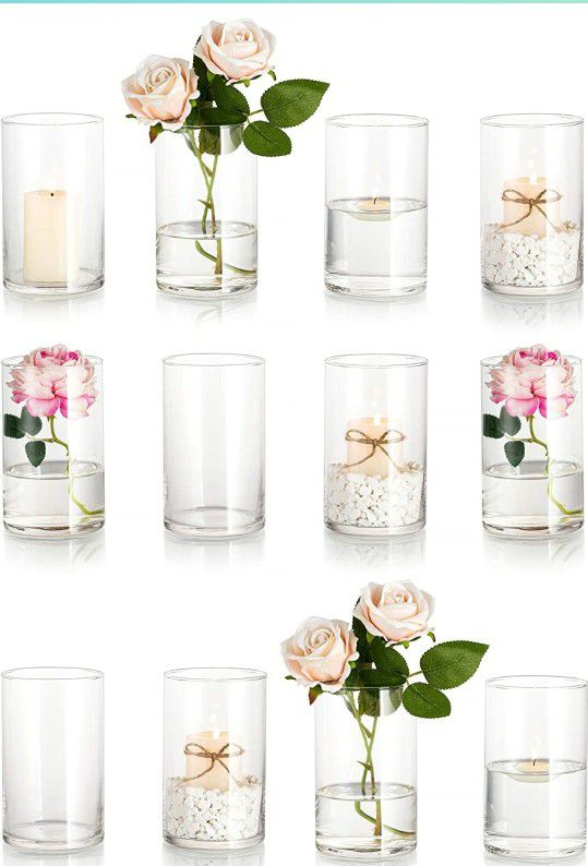 Glass Cylinder 6" Clear Centerpieces Set Of 12