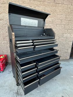 Husky Industrial 41 in. W x 21.5 in. D 15-Drawer Tool Chest and Cabinet Combo in Matte Black