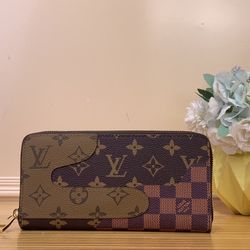 LV Mens Long Wallet Brown 