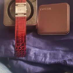Fossil Leather Burgundy Watch