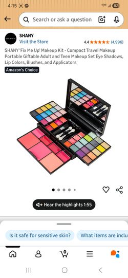 SHANY 'Fix Me Up' Makeup Kit - Compact Travel Makeup Portable Giftable Adult and Teen Makeup Set Eye Shadows, Lip Colors, Blushes, and Applicators