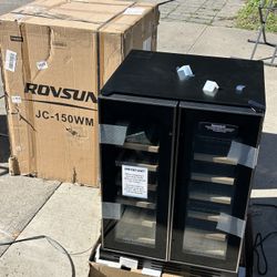 ROVSUN 34-Bottle 24" Wide Dual Zone Wine Cooler Fridge with Digital Temp Control