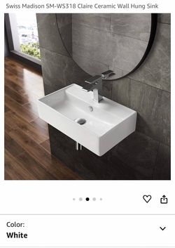 Claire 22.06 in.​ Rectangle Wall Mount Bathroom Sink in Glossy White