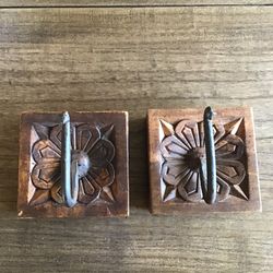 Rustic Wood Hand Carved Wall Hooks