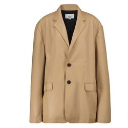The Frankie Shop Faux Leather Olympia Blazer Butter Tan XS/S Oversized Fit