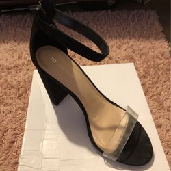 Black Heels Clear Strap Size 8