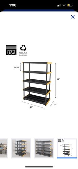 Commander 20-in D x 48-in W x 72-in H 5-Tier Plastic Utility Shelving Unit