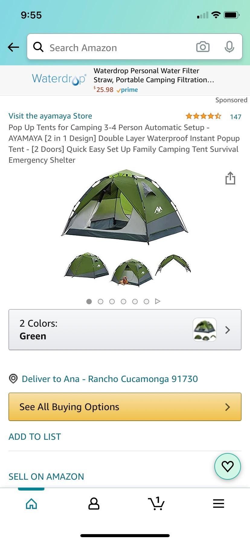 AYAMAYA POP UP TENTS FOR CAMPING 3/4 PERSONS