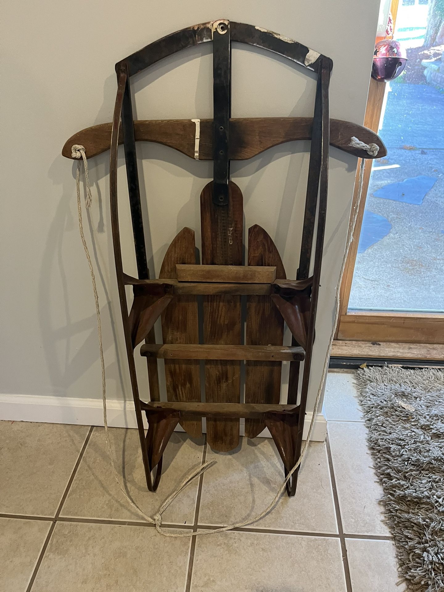 Older Sled , Wood , Metal  And Red