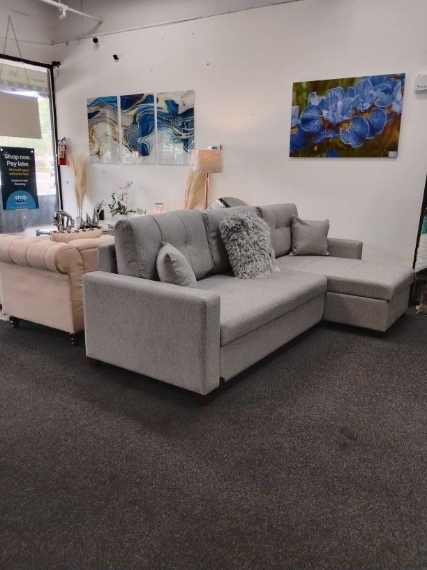 Grey Sofa Bed Chaise Storage