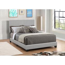 Queen Bed Grey Faux Leather NEW 