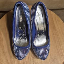 Blue And Silver Embellished Pumps