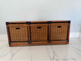 Handcrafted Vintage Entryway Bench with Basket Storage