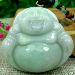Burmese Jadeite Jade Happy Buddha. 52x56x13mm